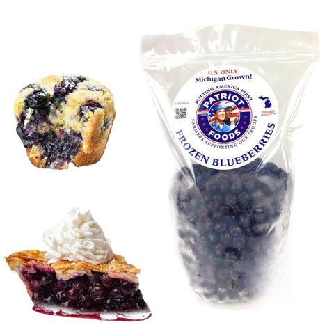 Patriot Foods Frozen Michigan Blueberries 1 LB. 5 Servings per Pound