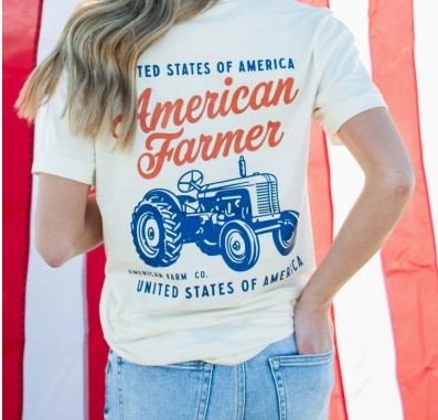 USA American Farmer Tractor Ivory Graphic Tee