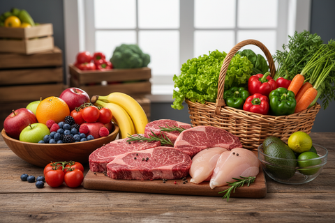 fresh meats fruits and vegetables grocery shopping