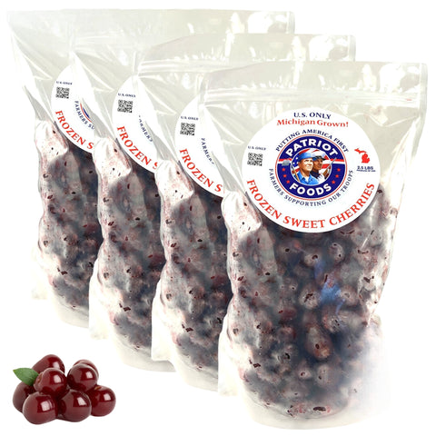 Patriot Foods Frozen Michigan Pitted Sweet Cherries 5 lbs (5 x 1 Pound Bags)